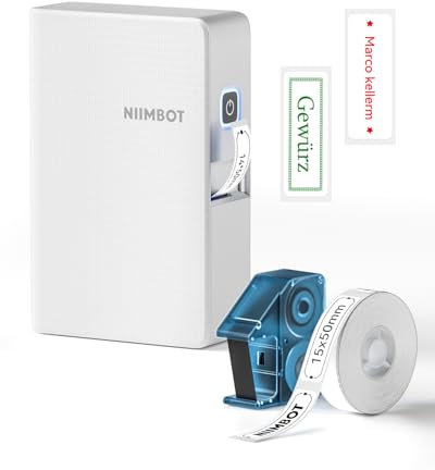 NIIMBOT Etikettendrucker Bluetooth B18, Selbstklebendes Etikettiergerät Beschriftungsgerät Tragbarer Label Printer Farbige Etiketten für Namen, Kabel, Preis, Zuhause, Büro mit iOS Android