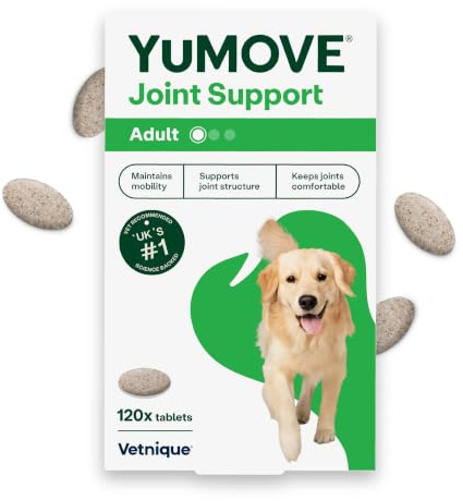 YuMOVE Joint Supplement for Dogs, Higher Strength for Joint Care, Essential Dog Hip and Joint Support for Adult Dogs Aged 6 to 8, 120 Tablets - Eco Friendly and Letter Box Ready Packaging