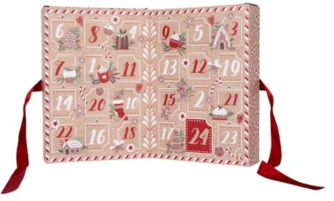 HOME DECO FACTORY - BO0159 Calendario de Adviento Velas Aromáticas Navidad Jengibre, Elegante y Festivo, Aroma Cautivador, Larga Duración, Decoración Hogar, 214x305x12 cm, Marrón Rojo
