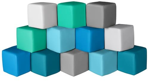 JungleDove Set da Gioco Morbido per Bambini: 12 Pezzi in Schiuma di Pelle PU per Bambini - Blocchi da Gioco Morbidi per Interni - Sala Giochi
