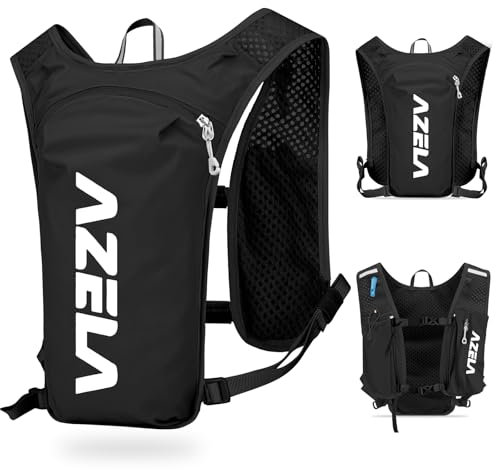 HOTUT Zaino da Corsa,Gilet Idrici Unisex con Strisce Riflettenti, Zainetto Gilet Corsa,Cinghie Pettorali Regolabili,Zaino Idratazione per Corsa Ciclismo Maratona Trekking Trail,Nero