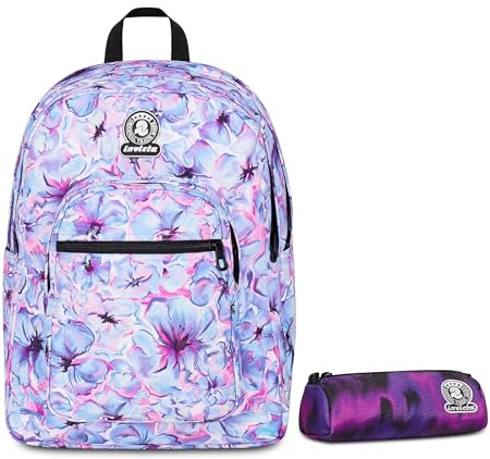 Invicta Zaino Scuola Doppio Scomparto Dial Fantasy, Lilla, Tasca Porta Borraccia, Tasca per PC 14, Maxi Capienza, Zaino Scuola, Bambina e Ragazza + BUSTINA SPACE PINK INVICTA FANT