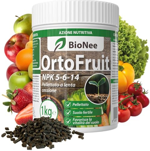 OrtoFruit – Concime Organo-Minerale Pellettato NPK 5-6-14 Biologico | Nutrizione Naturale e Graduale | Per Orto, Frutteto, Vite e Olivo 1 kg