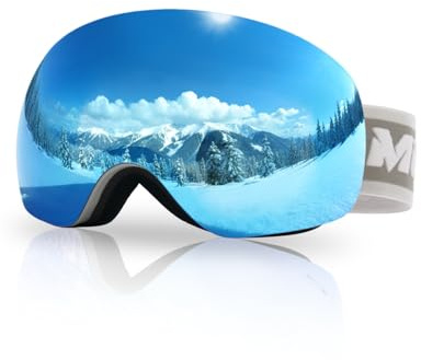 Meeloog Skibrille - Rahmenlos, OTG Snowboardbrille, Anti-Beschlag, 100% UV400 Schutz, Schneebrille für Herren & Damen