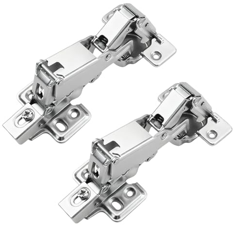 Juego de 2 Bisagra con Cierre suave, Cazoleta Ø35mm y Angulo de Apertura 180° para Puertas de Muebles, BISAGRA ACODADA