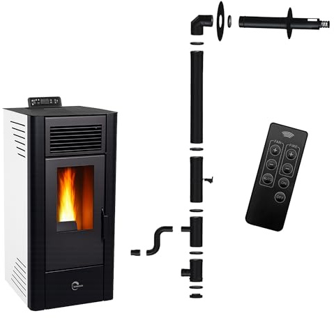 Stufa a pellet Anita 10 kW bianco Sannover + kit di installazione