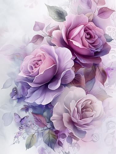 5D Diamond Painting Adultos, Diamond Painting flor Mariposa, Kit Pintura de Diamantes DIY Cristal Bordado Artesanía, Pintura Diamante Kit para Principiantes, Decoración Del Hogar 35x50cm 0j-354