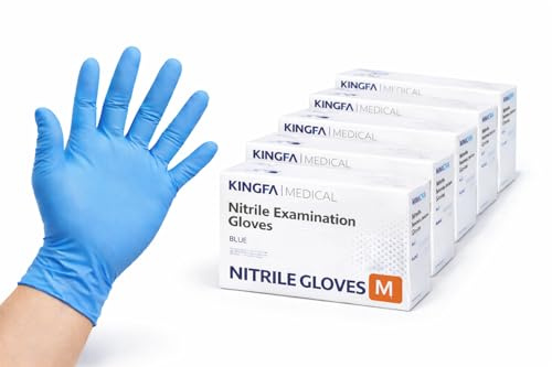 Alupedia Nitrilhandschuhe Blau Puderfrei & Latexfrei – Einweghandschuhe/Einmalhandschuhe Reißfest – Medizinische Untersuchungshandschuhe für Reinigung, Gastronomie, Tattoo & Haushalt (500, M)