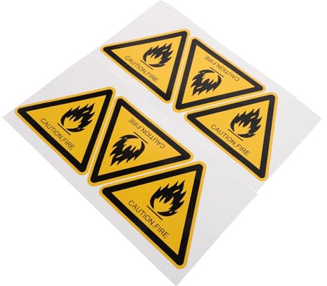 NUOBESTY 6 Pezzi Adesivi di Sicurezza Antincendio Autoadesivi Gialli Segnale Triangolare per Attrezzature di Magazzino e Aree Industriali Impermeabili ad Alta Visibilità per Ambienti di