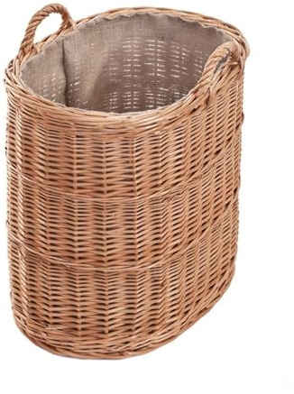 e-wicker24 Alles aus Weide Vollweidener Kaminkorb, Kaminkorb aus Weide, naturfarbiger Weidenkorb für Kaminholz, Spielzeugkasten Holzkorb