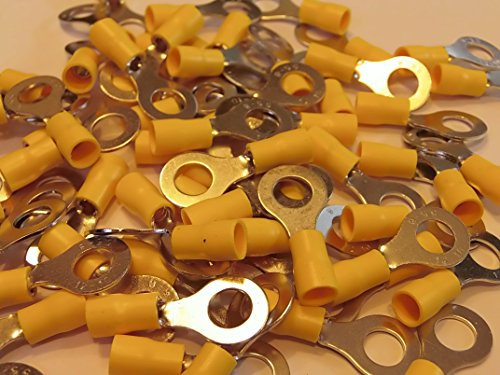yellow 6.4mm ring terminal crimp connector (for 6mm bolt/screw) 25 50 100 pack (25)