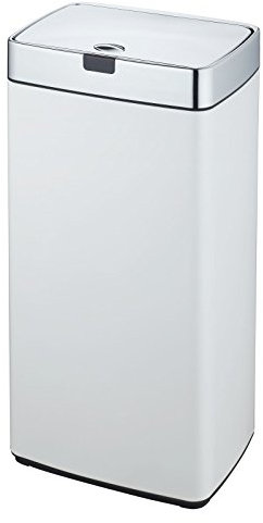 Dihl 45L Iris White with Chrome Lid Rectangle Stainless Steel Auto Touchless Hands-Free Sensor Kitchen Waste Dust Bin Automatic Motor