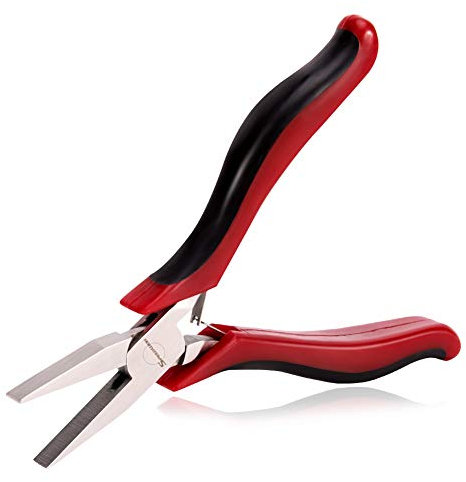 SPEEDWOX Pince à nez plat avec micro chaîne 4.5 bec de canard Pinces fines mâchoires lisses Aiguille Nez Mini précision Outil de fabrication de bijoux avec ressort Perles en acier chrome vanadium