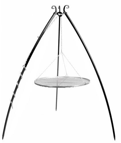 CookKing Stand-Grill Dreibein Grill massiv Edelstahlgitter 200cm 80cm Ø