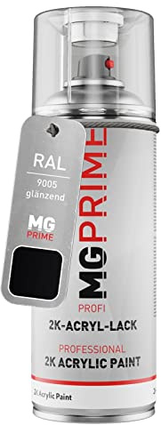 MG PRIME RAL 9005 Tiefschwarz/Jet black glänzend 2K-Acryl-Lack Spraydose | Sprühdose 400 ml, schnelltrocknend