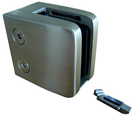 PMC Edelstahl Inox V2A für Vierantrohr Glashalter Glasklemme Glass Clamp + Sicherungsplatte MOD:06U (10,76 mm)