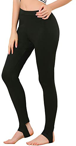 Allegra K Leggings De Mujer Pantalones De Estribo De Cintura Elástica De Color Sólido Negros XL