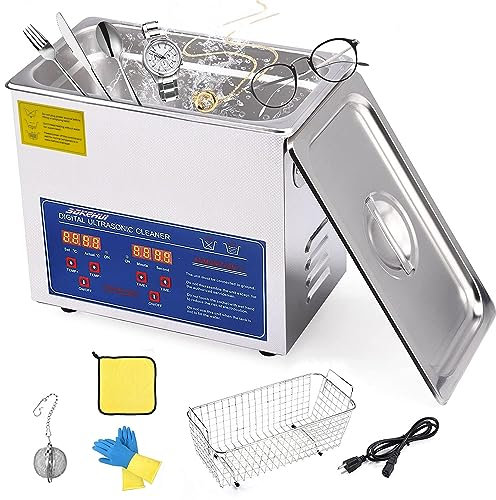 Limpiador ultrasónico, 3L Limpiador Ultrasonidos Profesional de Acero Inoxidable, Máquina de Ultrasonido con Temporizador Digital, Temperatura Ajustable, para Joyas, Relojes y Laboratorio (3L)