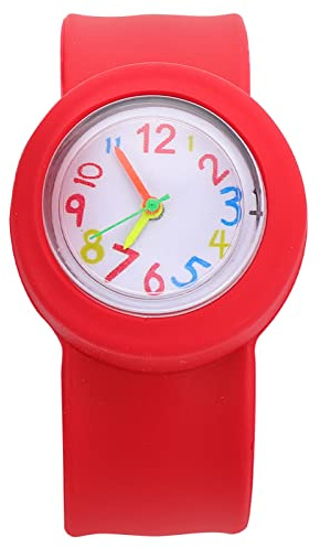 Montre pour Enfants Slap Bracelet Watch Fun Fashion Slap-on Watch - Montre de pour Enfants Montre-Bracelet en Silicone pour Enfants Garçons Filles - Rouge