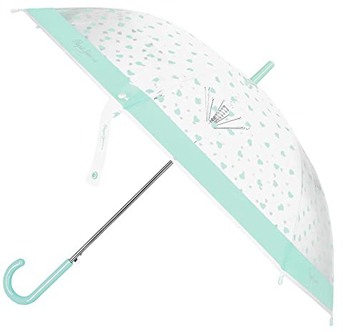 Pepe Jeans Evelin Parapluie Bleu Polyester avec canne en Aluminium, bleu, Parapluie