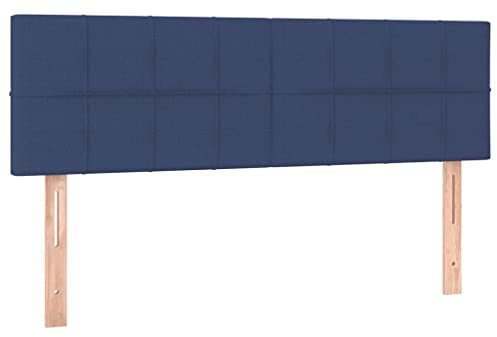 vidaXL Kopfteil, Bettkopfteil mit Holzbeinen, Höhenverstellbar Polsterkopfteil für Bett, Betthaupt Bettzubehör Schlafzimmer, Blau 144x5x78/88cm Stoff