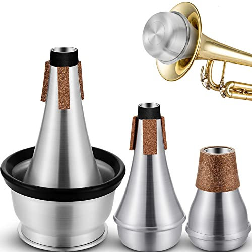 Kathfly Trompetendämpfer-Set, kleiner Übungsstummer, Trompete, Schalldämpferbecher, Dämpfer aus Aluminium, für Anfänger, Studenten, Jazz, klassische Bühnenaufführung, Praxis, 3-teilig