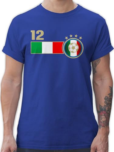 T-Shirt Herren - Fußball EM WM - 12. Mann Italien Mannschaft - 5XL - Royalblau - italienische Trikot Fussball Shirt männer Europameisterschaft Italy Tshirt Italia fussballtrikot fu Ball italen