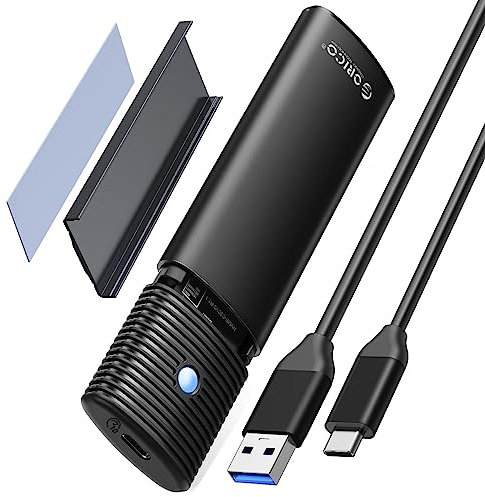 ORICO M.2 NVMe SSD Gehäuse, USB 3.2 USB C 10Gbps Adapter für NVMe PCIe M-Key/M+B Key in 2230/2242/2260/2280, M2 Case mit USB C-A Kable, Werkzeuglos, USAP- PWM2G2A, Schwarz