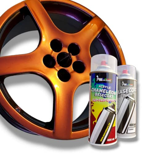 PMcolours Flip Flop Lack mit Multi Color ROT (rot-gold) Chamäleon-Effekt Sprühdosen Set, (1x Flip Flop Sprühfarbe + 1x Basisspray Schwarz), 2x 400 ml