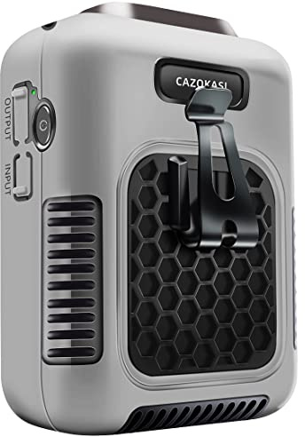 CAZOKASI Ventilateur portable de refroidissement et de prévention des coups de chaleur (orange industriel noir) (gris industriel noir)