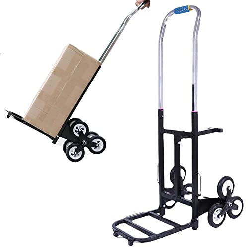 Treppensteigerwagen, Sackkarre, zusammenklappbarer Treppensteigerwagen, robuster Sackkarren-Kletterwagen, Treppensteiger aus Aluminium mit sechs Gummirädern, Faltbarer Wagen