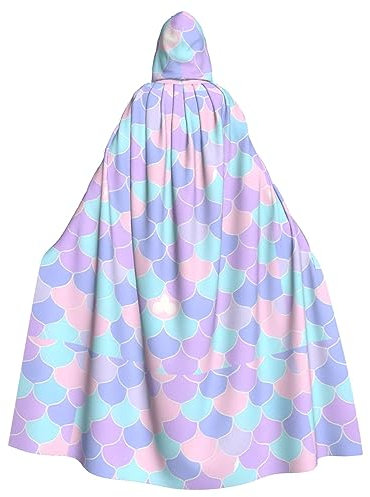 ResKiu Meerjungfrau Tattoo Unisex Halloween Kapuzenumhang Full Length Robe Cape für Weihnachten Halloween Cosplay Kostüme