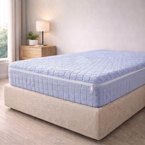 Degrees Home – Teide – Matratzenbezug – 105 cm Matratzenschoner – Matratzenbezug mit Reißverschluss – Anti-Milben-Matratzenschoner – 105 cm Bett - Blau
