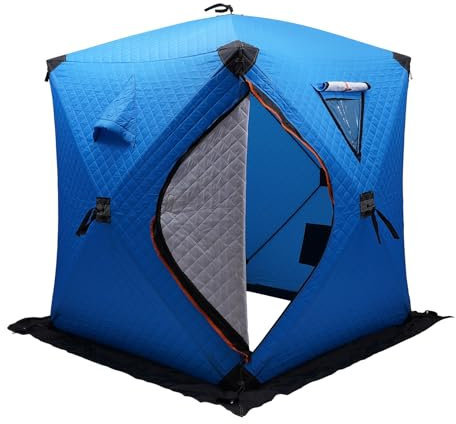Caskunbsy Angelzelt 165cm, Angelschirm Shelter, Tragbares Zelt zum Eisfischen, Unterstand für Angler, Thermische Hütte zum Eisfischen (Blau)