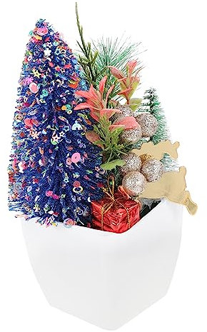 Warmhm 4pcs Tabletop Christmas Tree Miniature Desk Xmas Tree Ornament Bonsai for Holiday Festival Home Office Decor Style