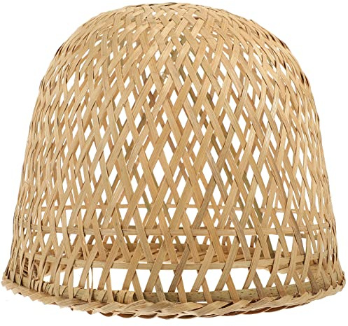 DEARMAMY Bambus-Lampenschirm Rattan-Lampenschirm Boho-e Ersatz- Bambus-Geflochtene Lampenabdeckung Trommel- Korb-Kronleuchterschirme Für Zuhause Büro