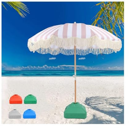 Strandschirm mit Fransen Balkonschirm Schirm ,Boho Sonnenschirm Mit Fransen ,Fransen Strand Sonnenschirm, Gartenschirm mit Fransen,Mit Tasche Tischschirm,UV-Schutz50+ ( Color : C , Size : 200*240cm/6.