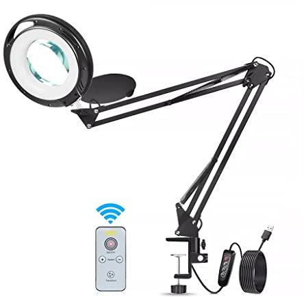 N/A Remote Control Desk Lamp Clip Lamp Magnifying Glass Clip Dimming Desk Lamp 3 Colors for Reading Tattoo Computer/a/Size