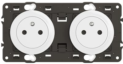LEGRAND - Prise Electrique Double avec Terre Céliane Surface Confort - Prise Affleurante avec Socle Rétractable - Blanc - A compléter avec une plaque