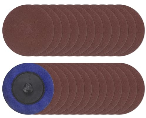 sourcing map 25pcs Quick Change Sanding Discs 2 400 Grit R-Type Roll Lock Aluminum Oxide Conditioning Disc Sandpaper for Die Grinder Grinding Fast Cutting, Red Brown