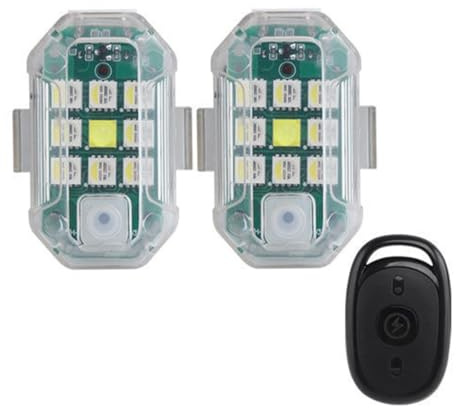 Lumières Stroboscopiques pour Drone, 2 Pcs Lumière Anti-Collision Lumière d'avertissement de Nuit, 7 Couleurs LED Lumière Stroboscopique de Drone Avec télécommande, pour Drones Motos Cars Bikes