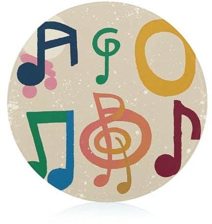 Schneideblock, Musiksymbole, schöne Glas-Schneidebretter, runde Schneidematte, tragbare Schneidematten für Küchenzubehör, leicht zu reinigen