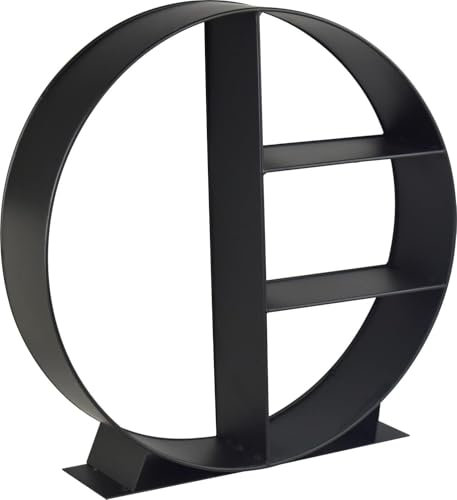 Unibos Free Standing Round Heavy Duty Black Metal Fireplace Log Holder Rack Shelf Round Log Holder 51 cm