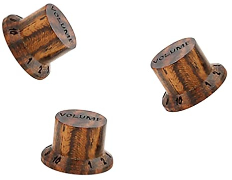 Gitarrenknöpfe aus Zebraholz 2T1V, 3 Stück Ersatz Potentiometerkappen | Gitarre und Bass, Präzise Lautstärke und Tonjustierung, Korrosionsbeständig, Musikinstrumente