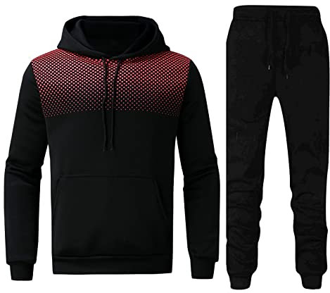 Herren Wintersport Zweiteiliger Freizeit Fitness Polka Dot Hoodie Pullover Hose Winter Warmer Joggen Für Herren e Weste Herren Klettverschluss Anzug Reithosen Western