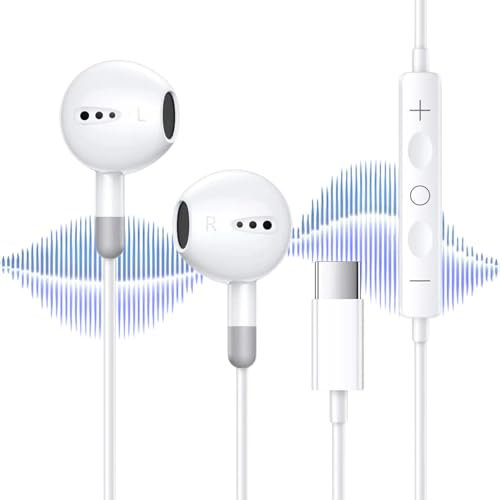 Auriculares Intrauditivos Tipo C: Auriculares con Cable HD con Control De Volumen, Accesorio De Reproductor Digital para Padres, Estudiantes, Niños, Fanáticos De La Música, Amigos, Colegas