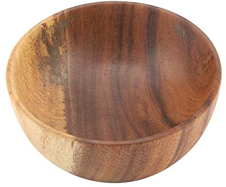 Solid Akacia Träskål för Salladssoppa Ris Handgjord Träskål Köksredskap Handgjord Klassisk Stor Rund trä Salladssoppskål Handgjord Träskål (16 * 7 cm)