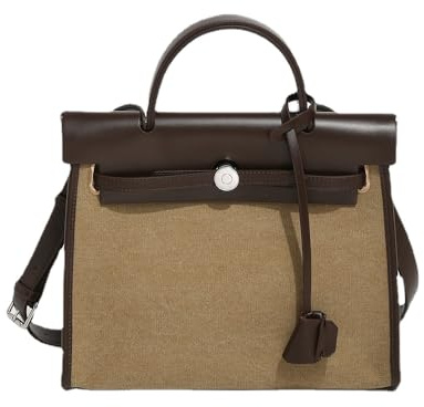 FBHDKJNFG Vintage weibliche schräge Tasche, Women's Top Handle Satchel with Detachable Strap Ladies Canvas Leather Crossbody Bag (Green-L)