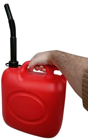 ESTO Benzinkanister aus Kunststoff 5L, 10L oder 20L | Kanister aus Polyethylen für Benzin, Diesel und Gemisch | mit Schlauch, Messstreifen und sicherem Design für brennbare Flüssigkeiten (10 Liter)