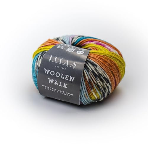 Superwash Sockenwolle zum Stricken, 4-fädiges Sockengarn aus 75 % reiner Wolle und 25 % Polyamid, 50 g Handstrickgarn für Socken, 2er-Pack